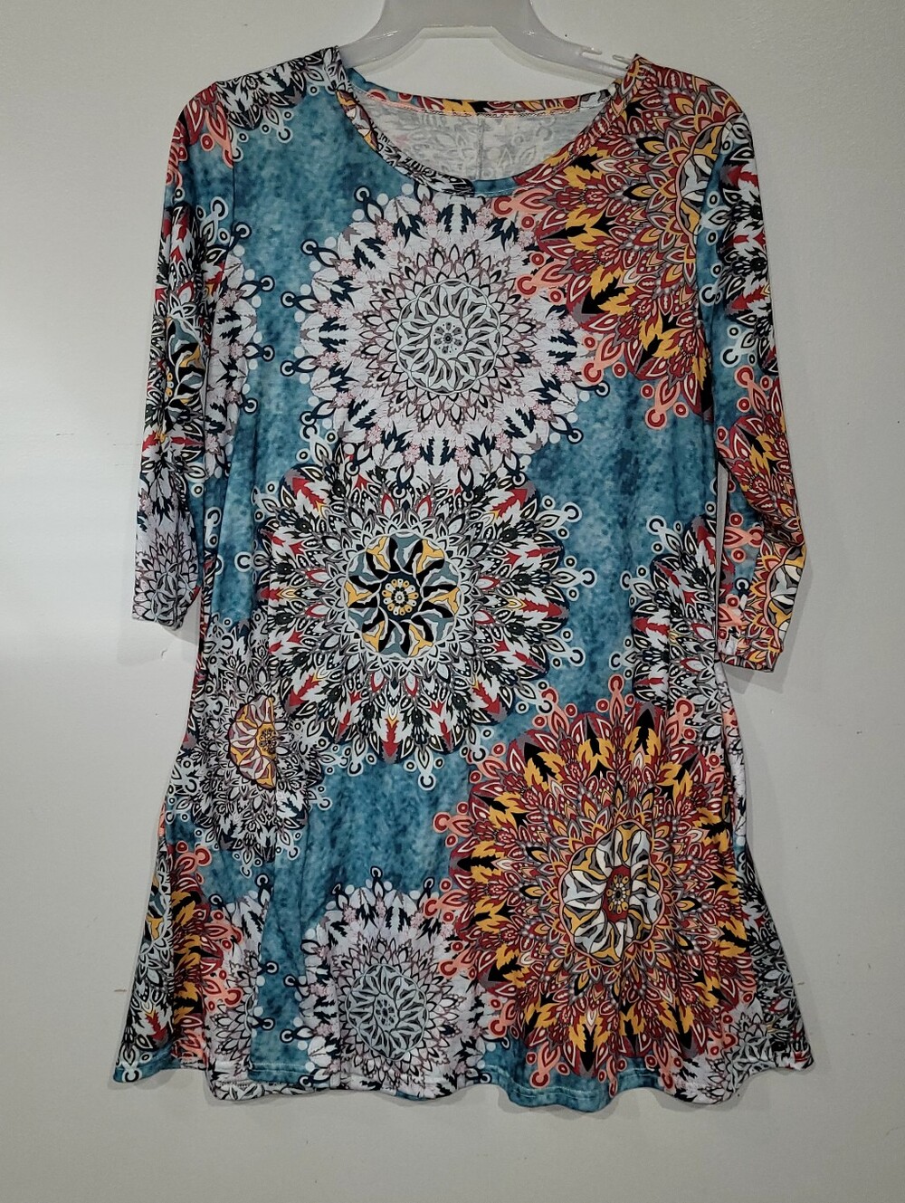 3/4 Sleeves Side Pocket Swing Dress